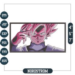 anime black rose goku embroidery design, goku embroidery