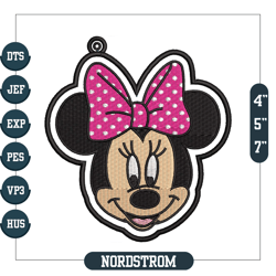 pink bow minnie mouse sticker embroidery