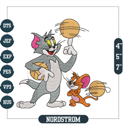 basketball tom and jerry embroidery, digital embroidery