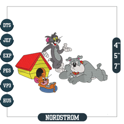 friends war tom and jerry and spike embroidery, embroidery machine files