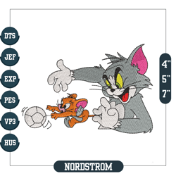 tom and jerry football embroidery, digital embroidery design