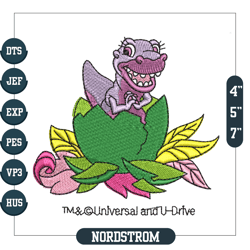 land before time baby chomper egg embroidery, embroidery design