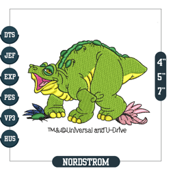 smiling spike the dinosaur embroidery, land before time embroidery