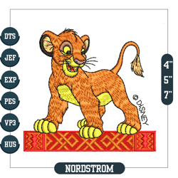 the lion king young simba embroidery, lion king embroidery