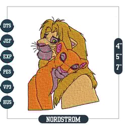 the lion king simba nala embroidery design, digital embroidery