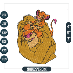 the lion king mufasa and simba embroidery, digital embroidery