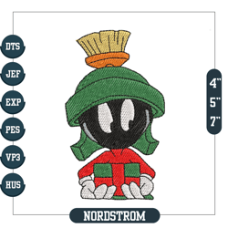 marvin the martian christmas gift embroidery, digital embroidery design