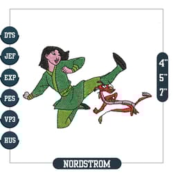 mulan and mushu kung fu embroidery, mulan embroidery