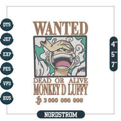 monkey d luffy gear 5 embroidery design