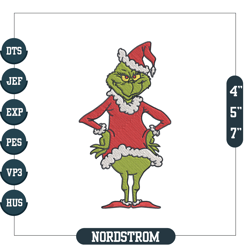 Grinch Santa Stand Embroidery Designs,Embroidery Files, Digital Embroidery Design