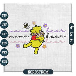 mama bear winnie the pooh mother day embroidery ,embroidery files, digital embroidery design