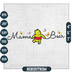 mama bear winnie the pooh butterflies embroidery ,embroidery files, digital embroidery design