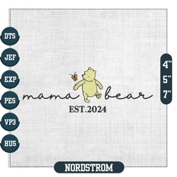 mama bear winnie the pooh love butterfly embroidery ,embroidery files, digital embroidery design