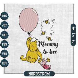 mommy to bee winnie the pooh and piglet embroidery ,embroidery files, digital embroidery design