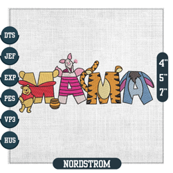 mama winnie the pooh friends mother day embroidery ,embroidery files, digital embroidery design