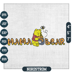 mama bear winnie the pooh love honey embroidery ,embroidery files, digital embroidery