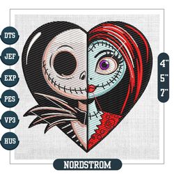 Jack And Sally Face Heart Couple Embroidery