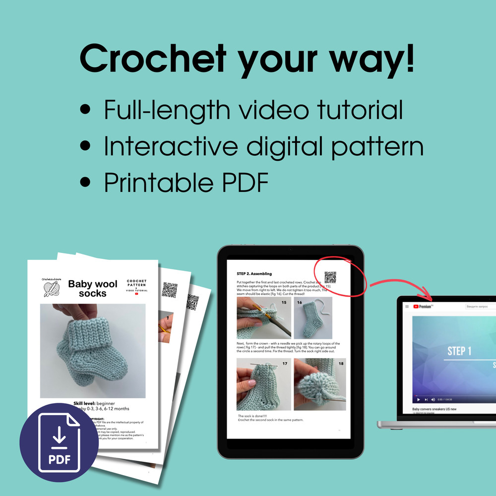 Crochet Baby Socks Pattern Warm Winter Socks Newborn Baby Girl Boy Unisex 3 Sizes Up Newborn To 12 Months 6