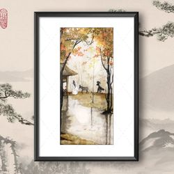 Art Print Autumn trip inspired by Mo Dao Zu Shi / A4 / Forget About Regrets / Lan Wangji / Wei Wuxian