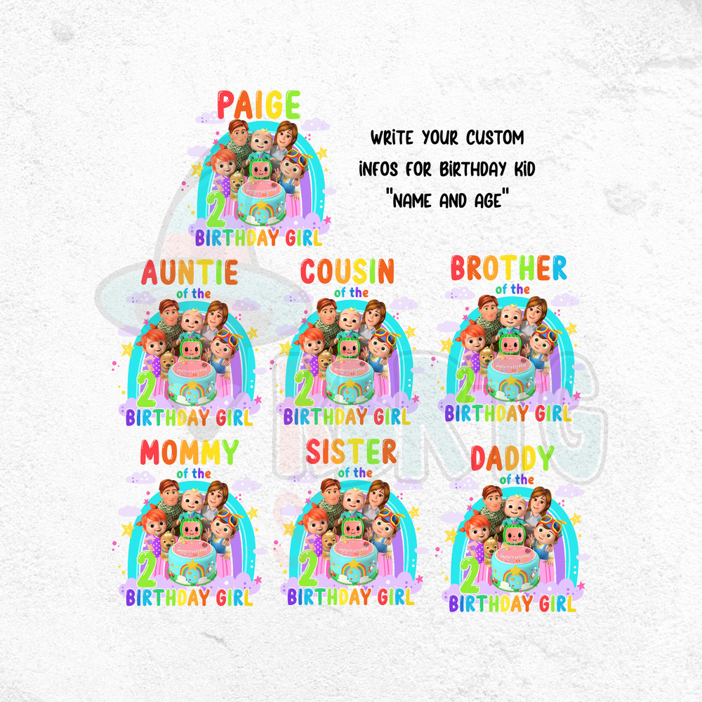 Cocomelon BirthdayFamily Matching Custom Png Watermelon Birthday Girl Png Birthday Kids Png Melon B 0