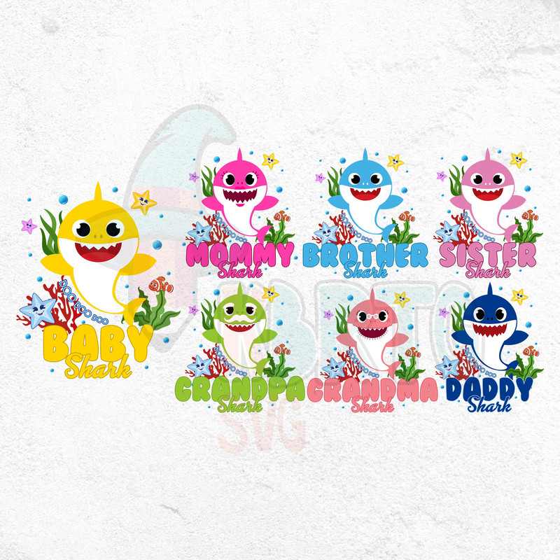 Baby Shark Family Bundle Png Baby Shark Family Baby Shark Birthday PngBaby Shark Birthday Outfit Fa 0