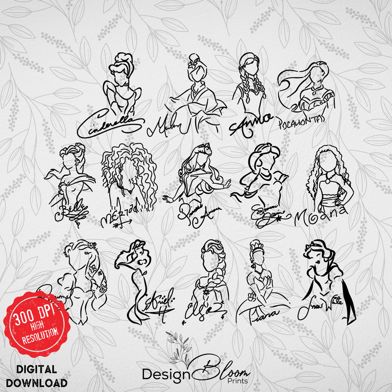 Princess Silouette And Sign Png Svg Bundle Princess Signature Magical Castle Character Svg Png Cric 0