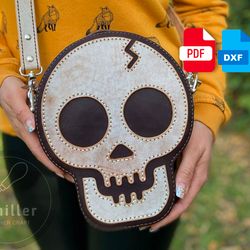 Gothic Skull Crossbody Bag - Leather pattern - PDF Download - DXF Download