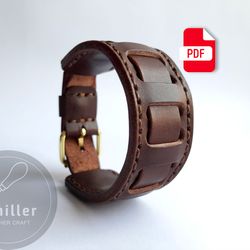 Leather cuff bracelet - Steam punk bracelet - Leather pattern