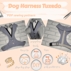 Dog Harness Tuxedo / Dog Wedding Tuxedo Harness / Wedding Suit / PDF sewing pattern / digital file / Download pattern /