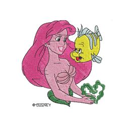 princess ariel and flounder embroidery