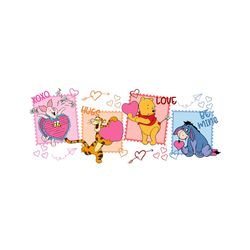 xoxo valentine day love cards winnie the pooh friends svg