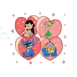 lilo and stitch characters valentine day heart svg