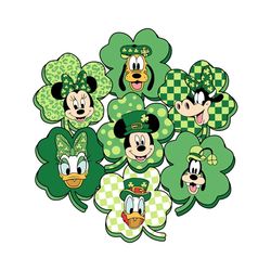 mickey and friends shamrock green leaf patrick day svg