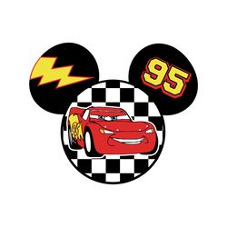 cars lightning mcqueen 95 mickey checkered head svg
