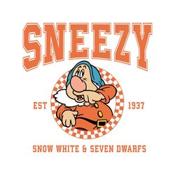 sneezy disney snow white and 7 dwarfs est 1937 svg