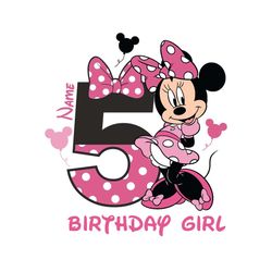 5th birthday girl minnie mouse svg