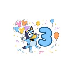 third birthday party bluey puppy balloon svg