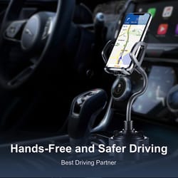 car cup holder phone mount, upgrade cup phone holder for car, adjustable rotation gooseneck