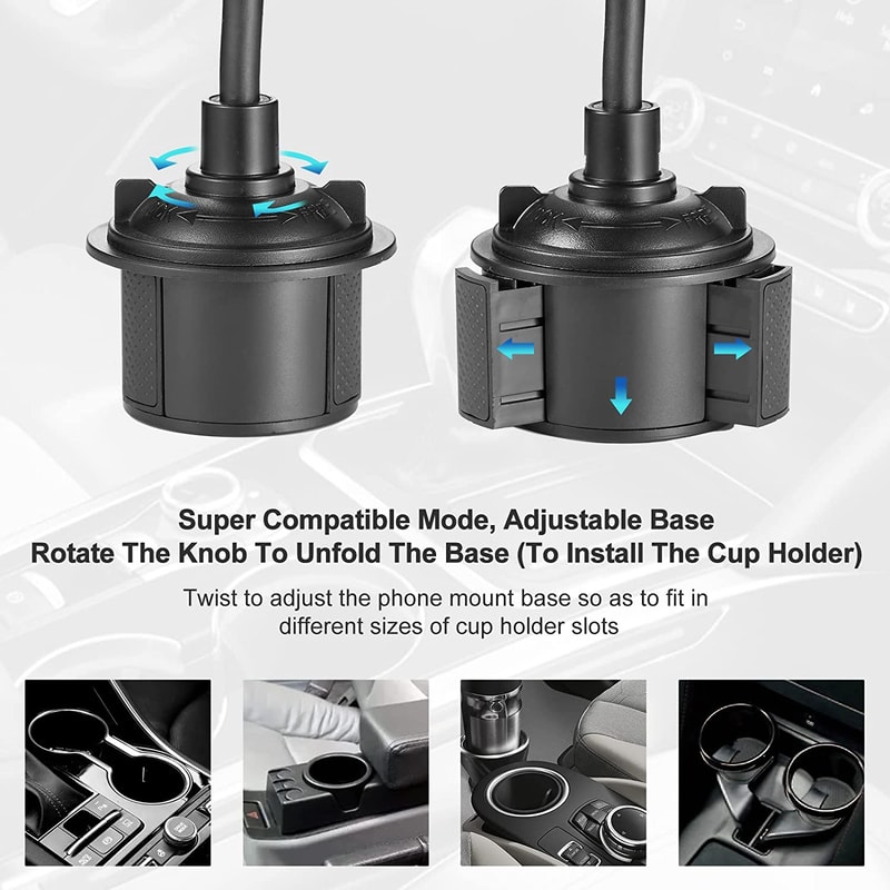 Car Cup Holder Phone Mount, Upgrade Cup Phone Holder for Car, Adjustable Rotation Gooseneck