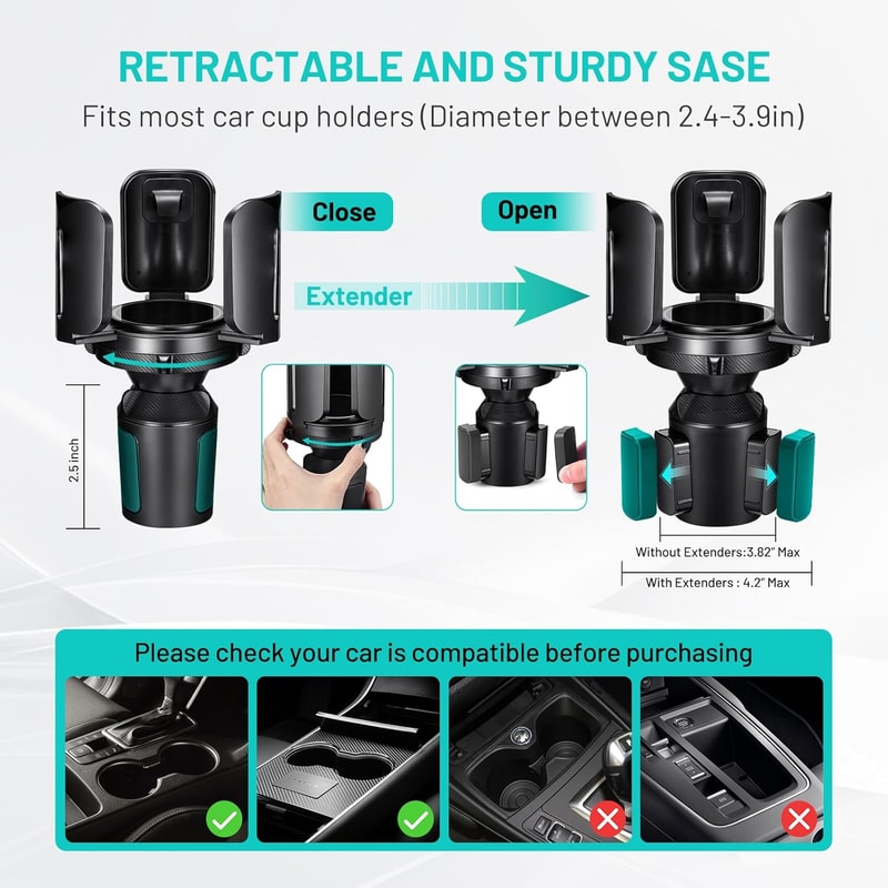 Expandable Cup Holder Adapter With Adjustable Base Upgraded Oz Large Cup Holder Expander With Coast 2