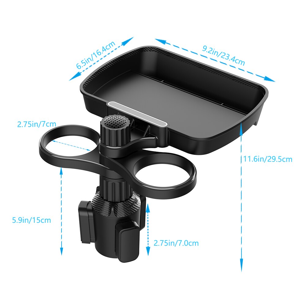 Adjustable Dual Cup Holder Expander For Rotating Multifunctional Car Seat Tray Drink Holder 3