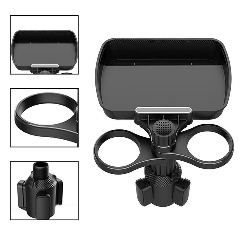 Adjustable Dual Cup Holder Expander For Rotating Multifunctional Car Seat Tray Drink Holder 4