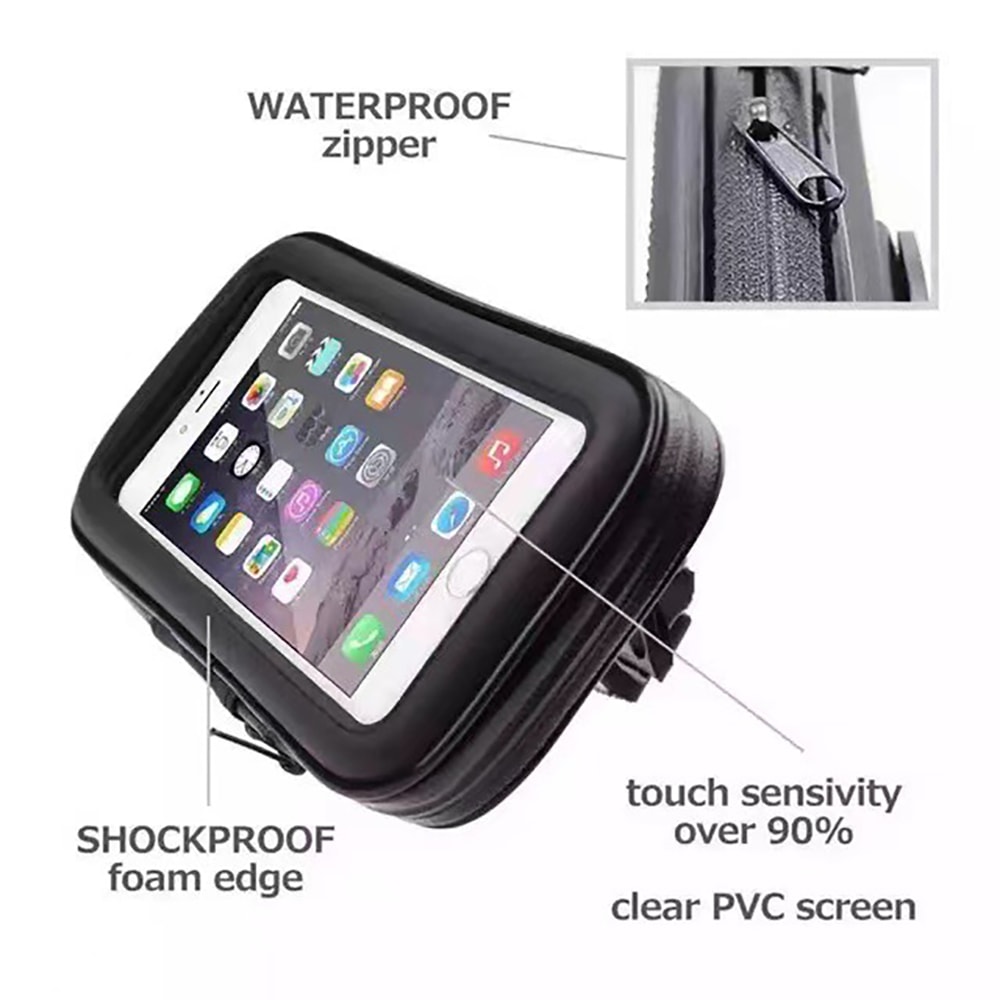 Waterproof Motorcycle Phone Mount Holder With Rain Cover Rotation Motorbike Rearview Mirror Mount F 2