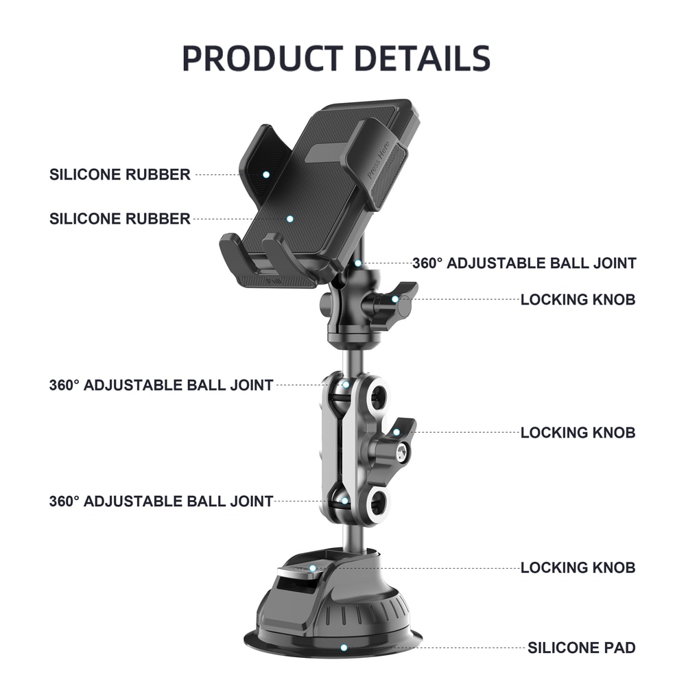Universal Magic Arm Suction LRBH Car Phone Mount Video Recording Holder 2