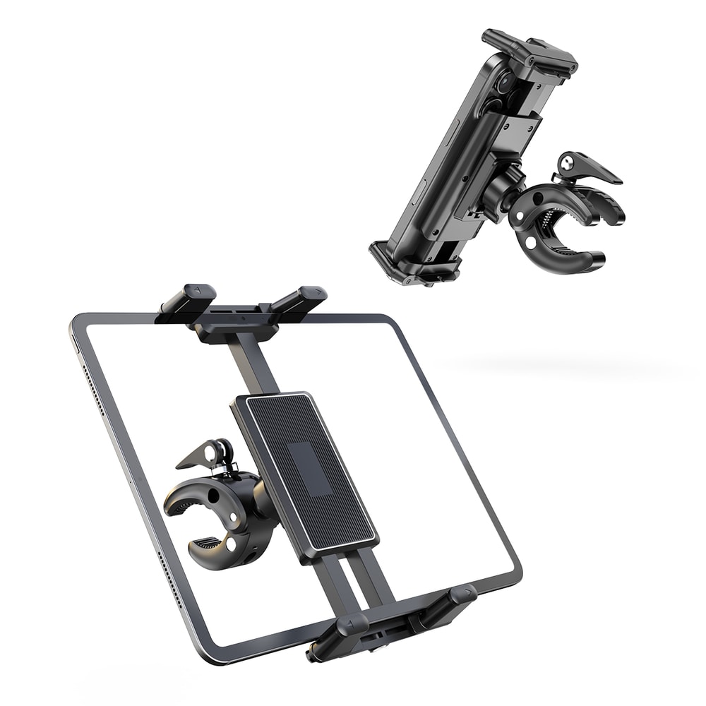 Universal Phone and Tablet Holder for Treadmills, Spin Bikes, Strollers, Wheelchairs, Golf Carts, and Music Stands