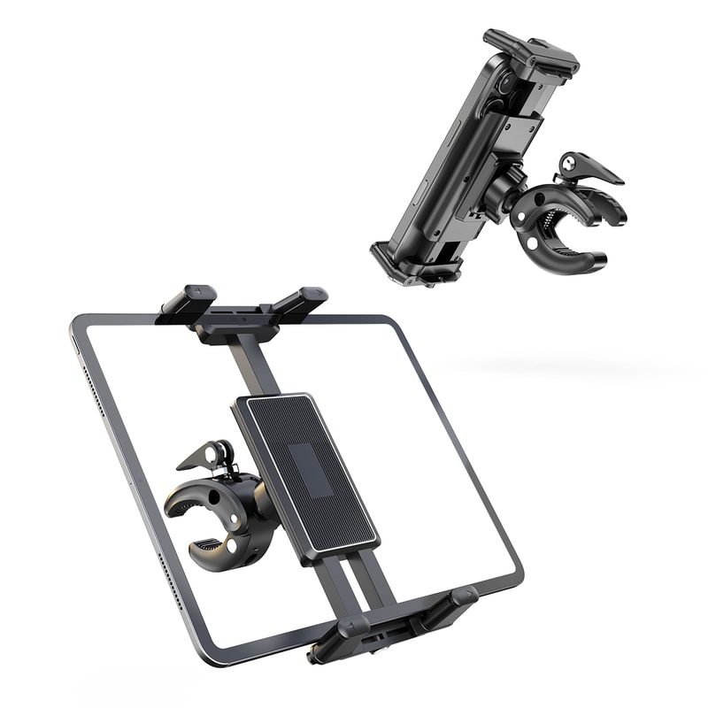 Universal Phone and Tablet Holder for Treadmills, Spin Bikes, Strollers, Wheelchairs, Golf Carts, and Music Stands