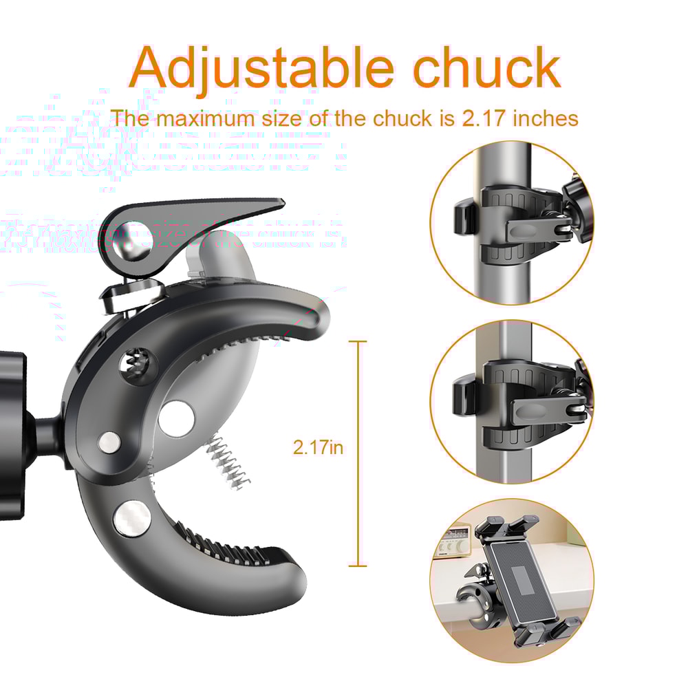 Universal Phone and Tablet Holder for Treadmills, Spin Bikes, Strollers, Wheelchairs, Golf Carts, and Music Stands