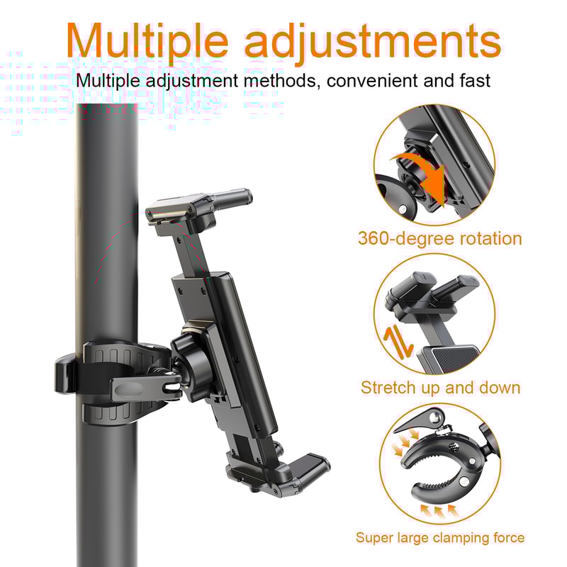 Universal Phone and Tablet Holder for Treadmills, Spin Bikes, Strollers, Wheelchairs, Golf Carts, and Music Stands