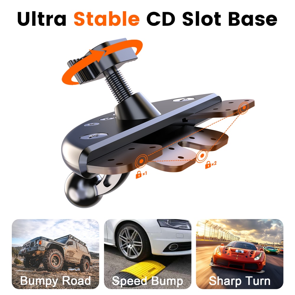 Sturdy CD Slot Phone Mount with One Hand Operation Design, Compatible with All Smartphone Mobile