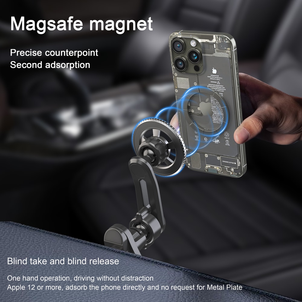 Magnetic Car Phone Holder Mount Fits For MagSafe Car Strong Magnets Easy Install Never Blocks Vent 3